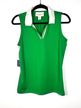 Tommy Bahama Green Sleeveless Polo‎ with White Collar
